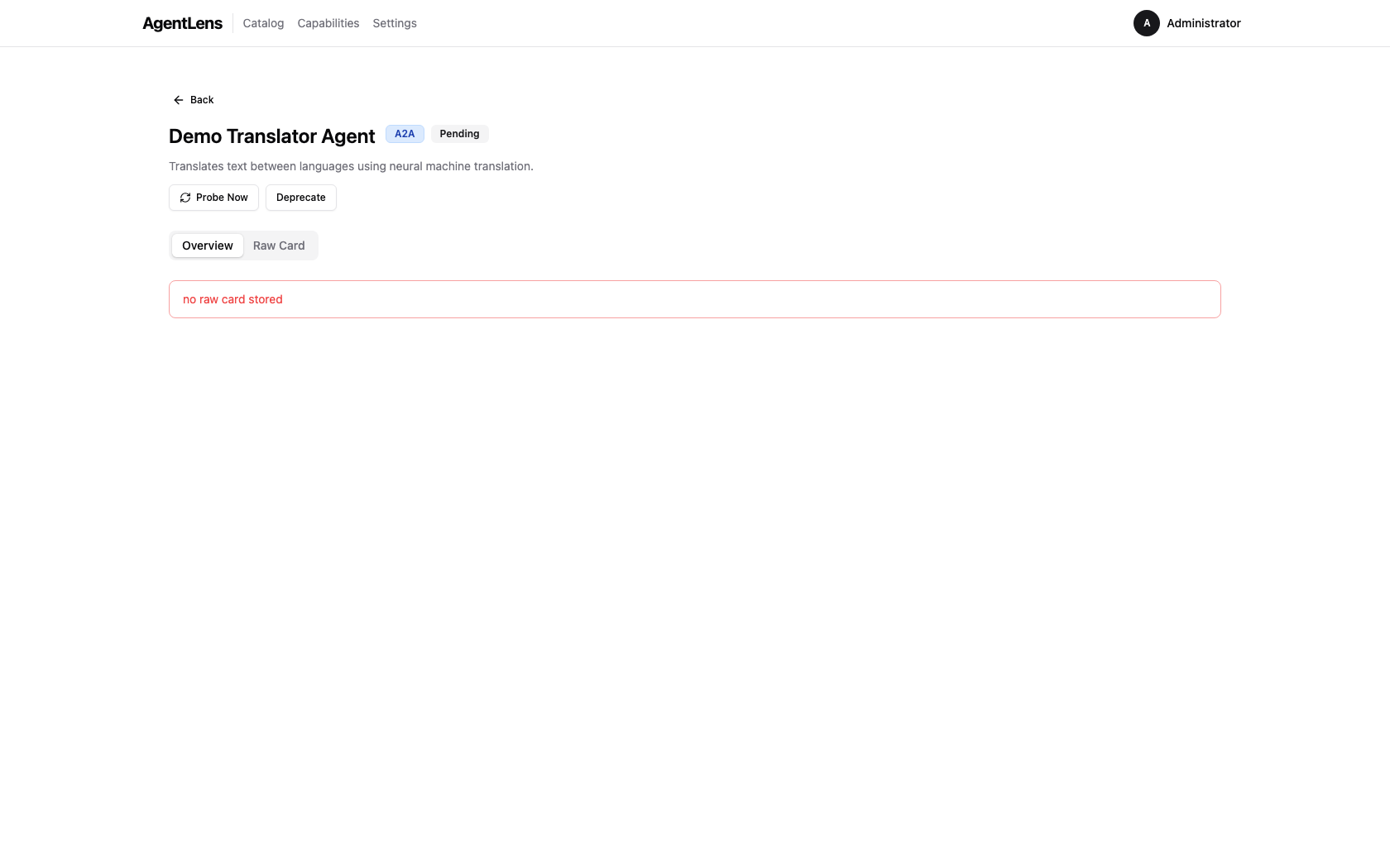 Raw Card tab showing syntax-highlighted JSON