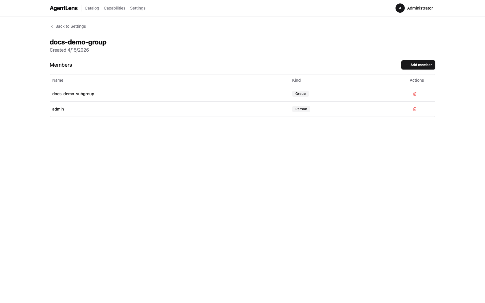 Group detail page showing a mix of person and nested-group members