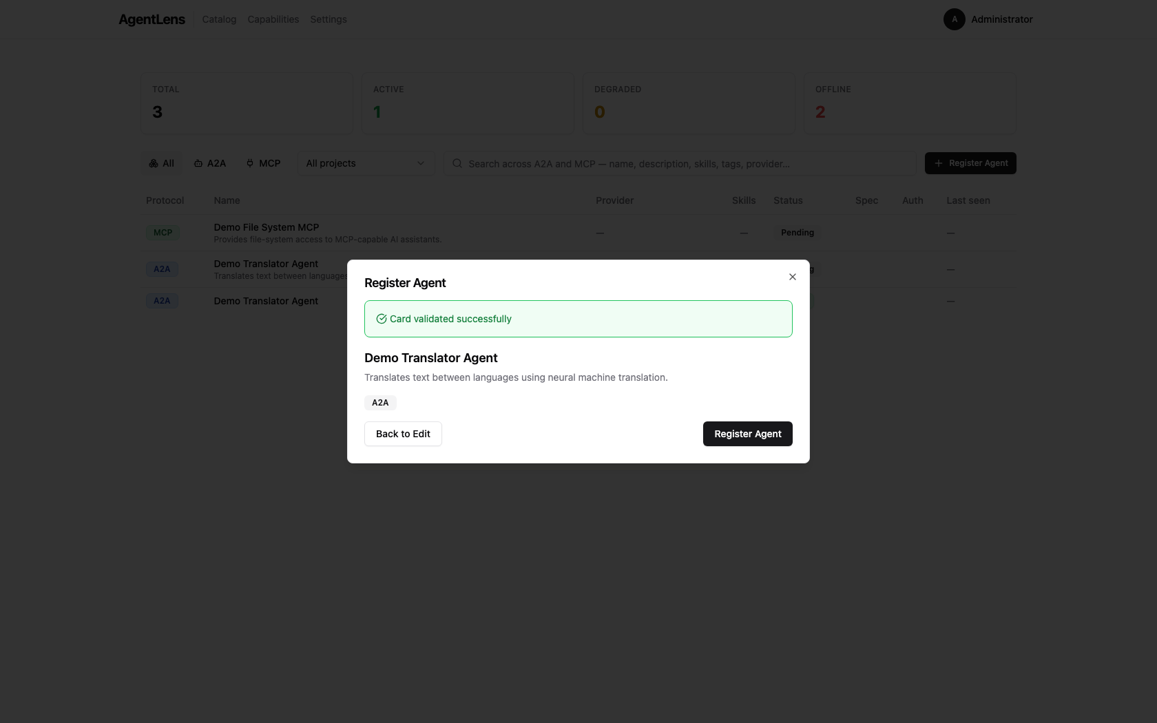 Paste JSON tab showing the parsed card preview
