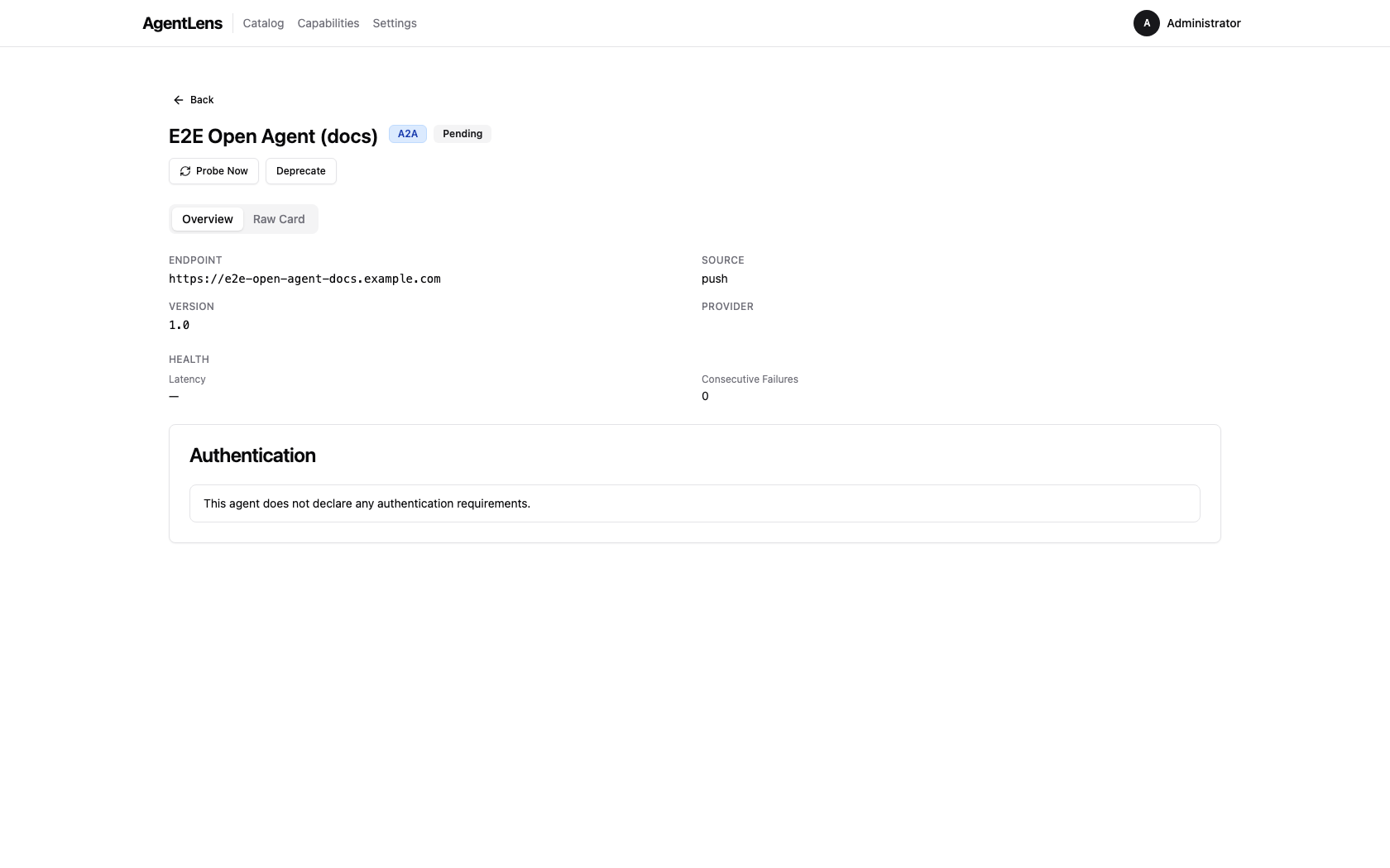 Detail page showing no-auth state